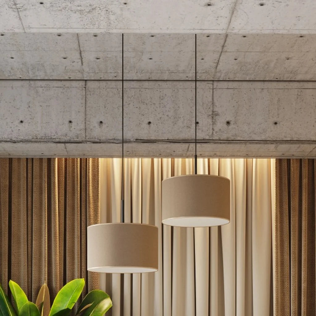Suspension abat-jour tambour ø 40 cm dans un salon