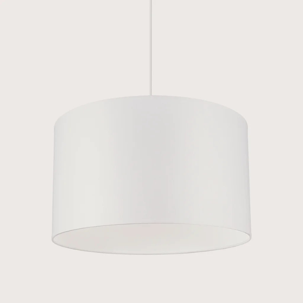 Suspension abat-jour tambour en tissu blanc (Ø 40 cm)
