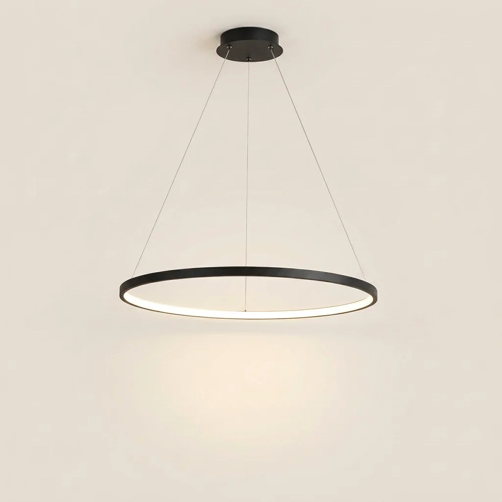 Suspension anneau LED en aluminium noir