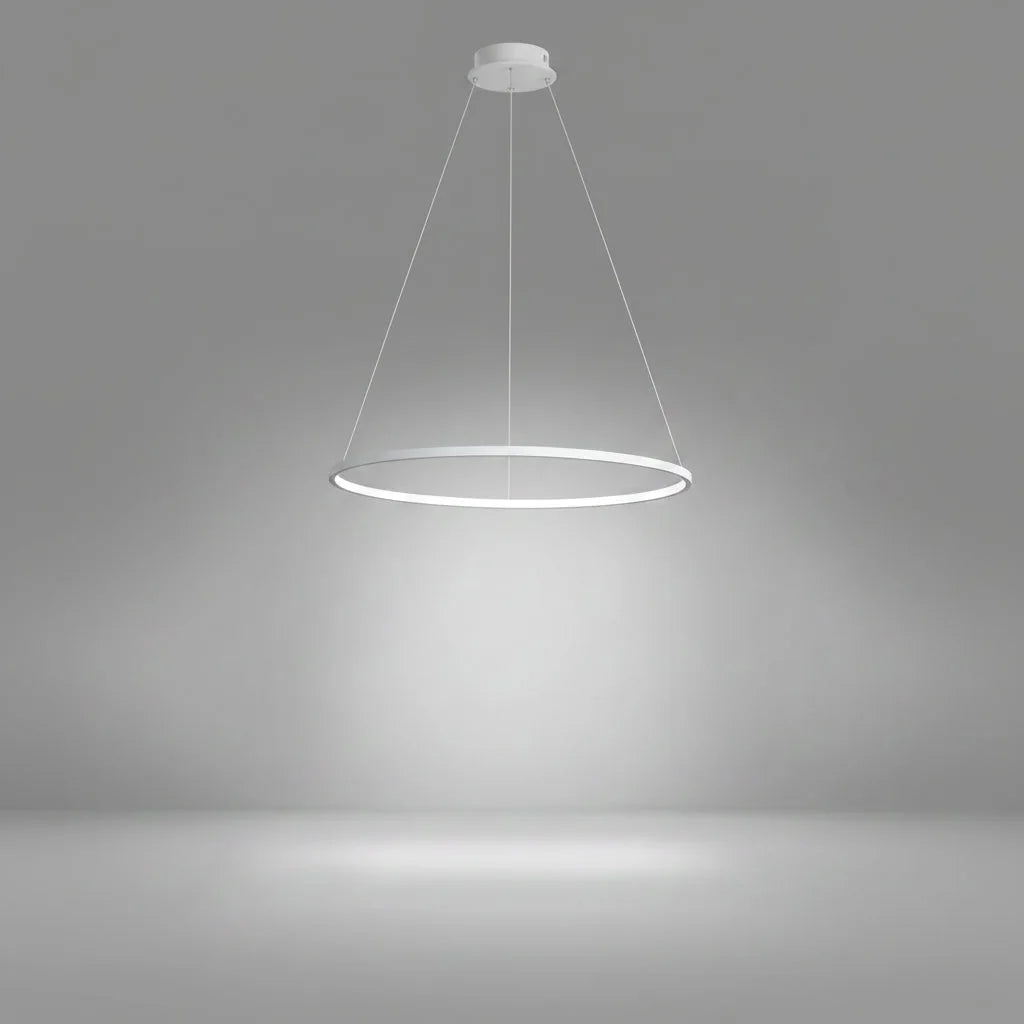 Anneau LED blanc dans un intérieur minimaliste
