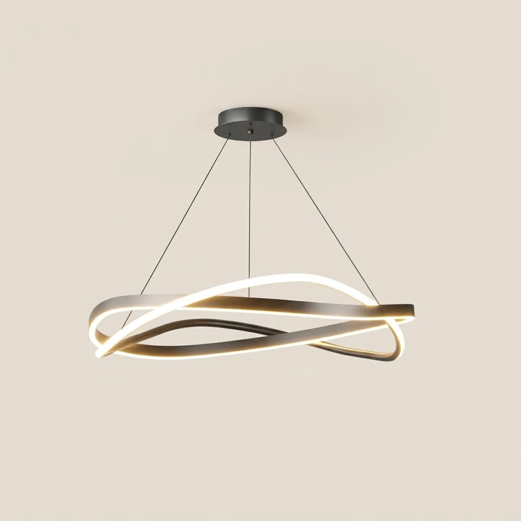 Suspension anneau LED torsadé noir