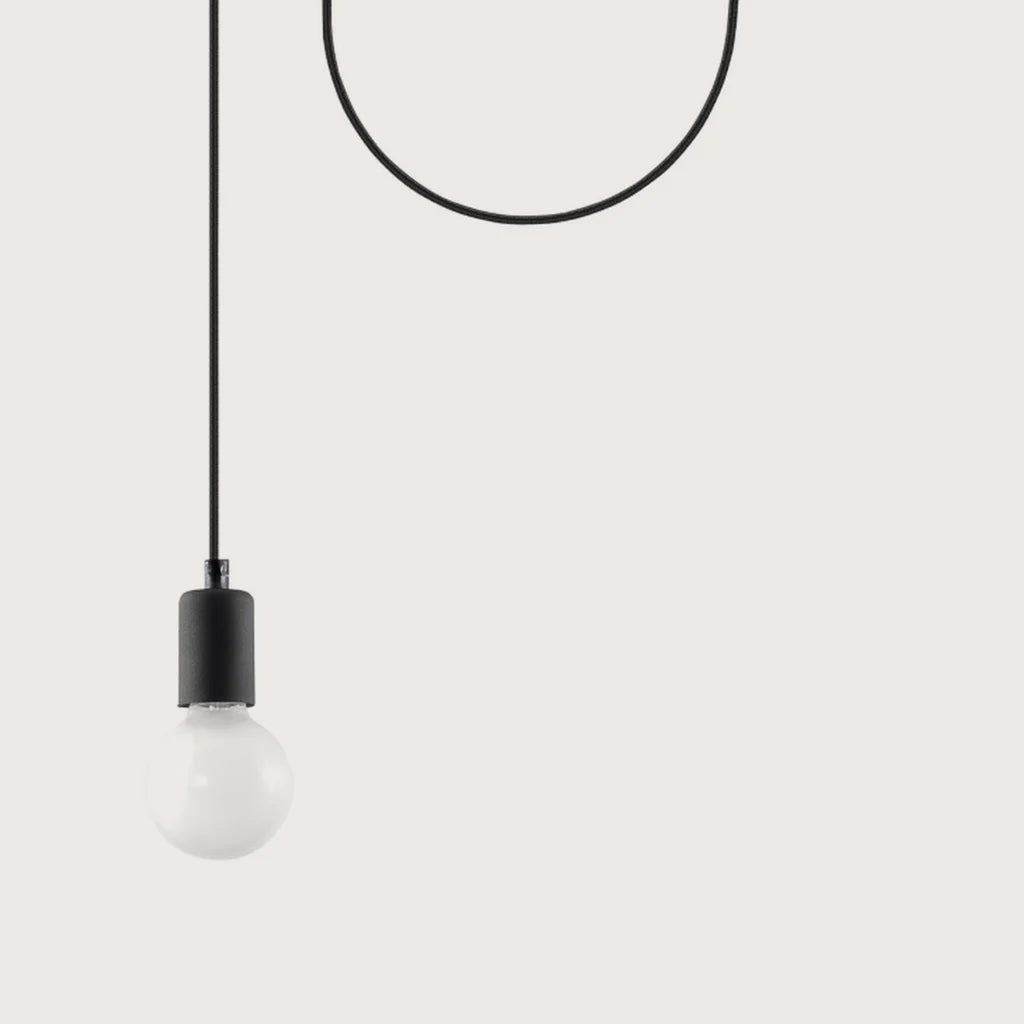 Suspension araignée câbles textile noirs (1 lumière)