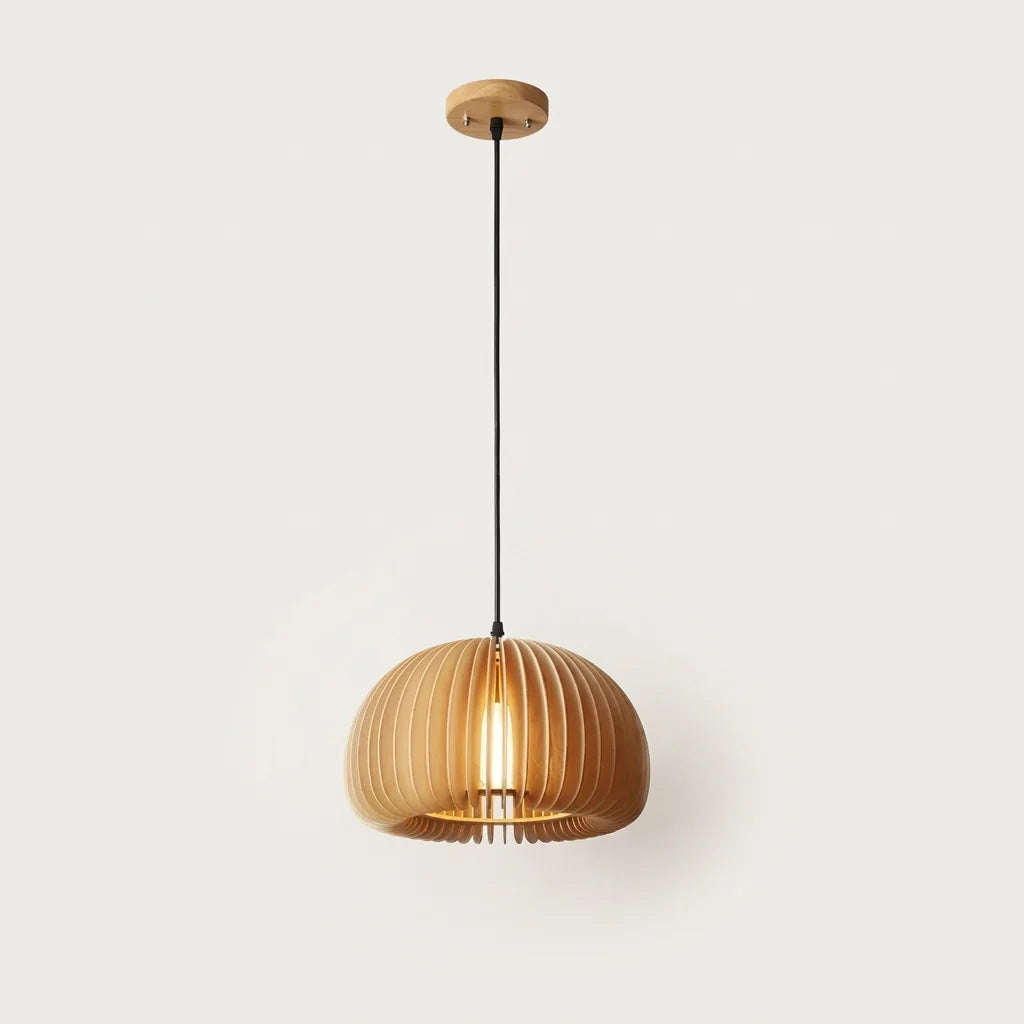 Suspension en bois à côtes forme citrouille, modèle D