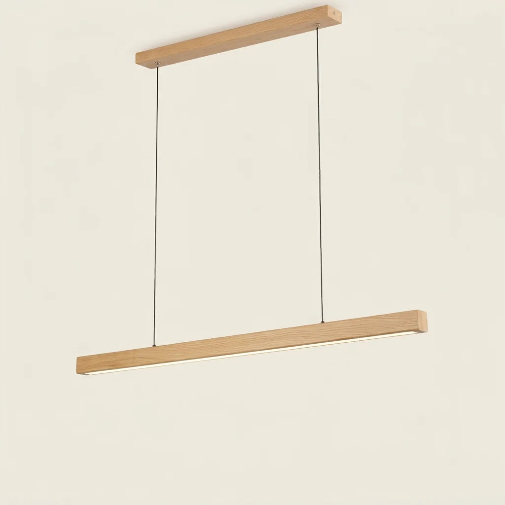 Suspension barre LED en bois naturel clair