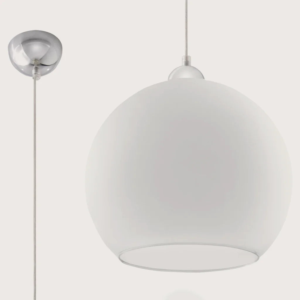 Suspension boule en verre teinté ø 30 cm, coloris blanc