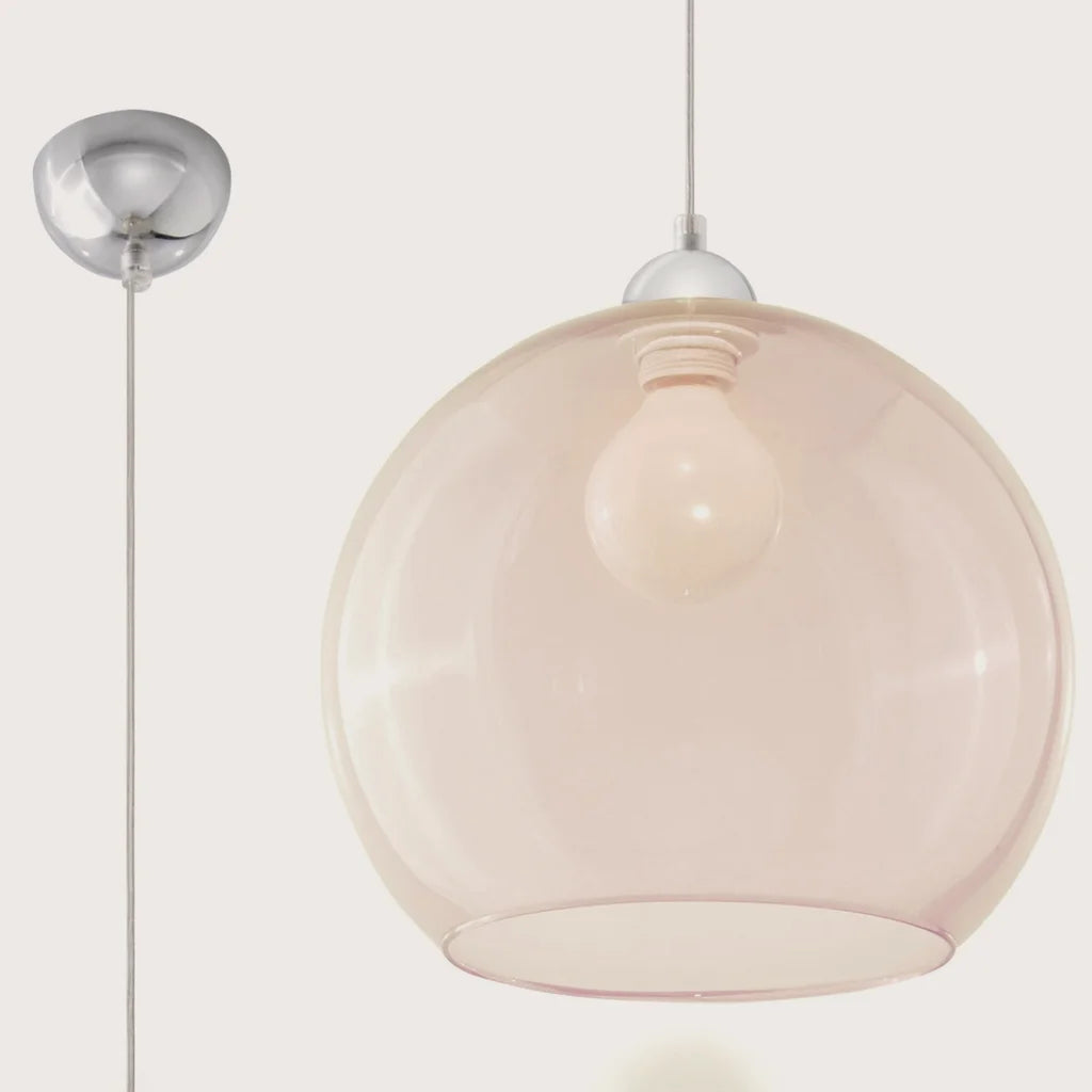 Suspension boule en verre teinté ø 30 cm, coloris champagne