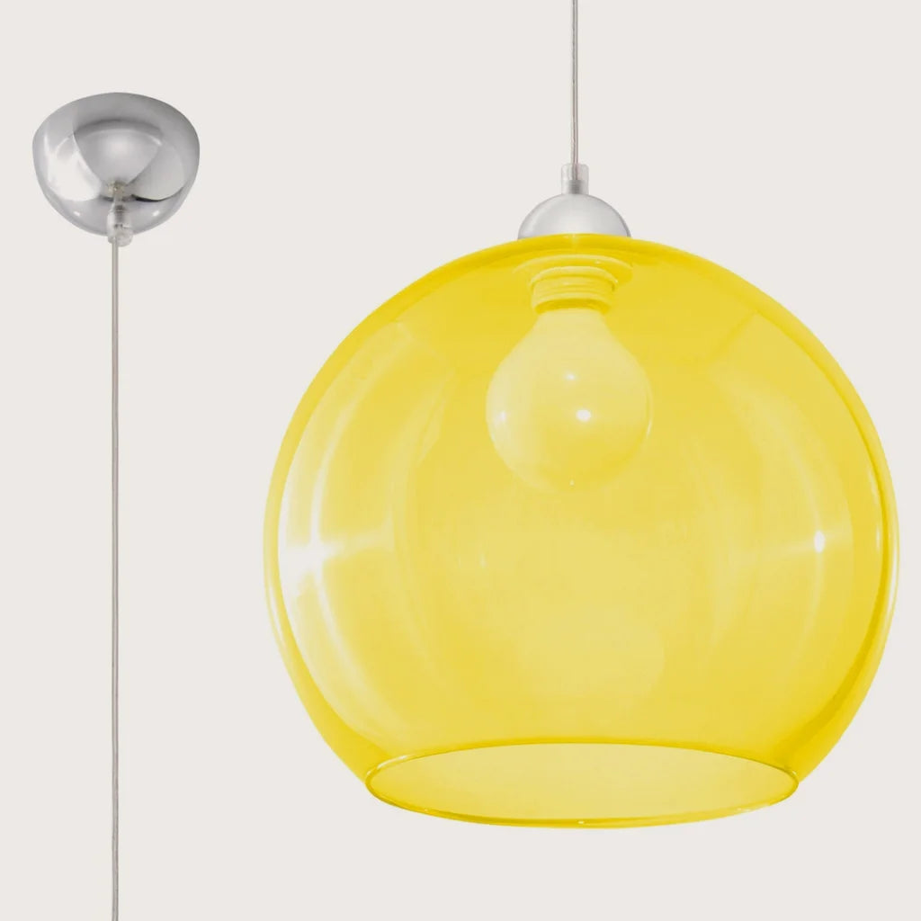 Suspension boule en verre teinté ø 30 cm, coloris jaune