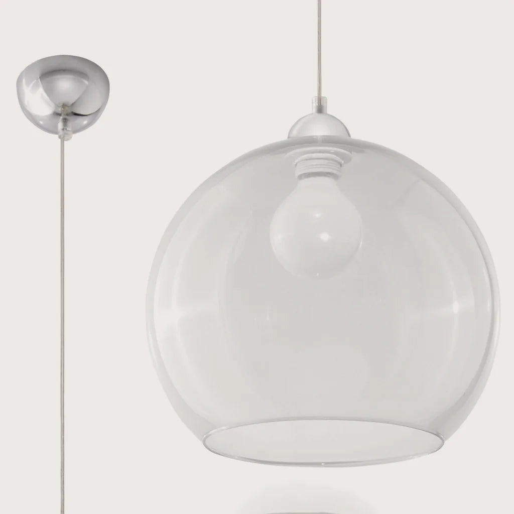 Suspension boule en verre teinté ø 30 cm, coloris transparent