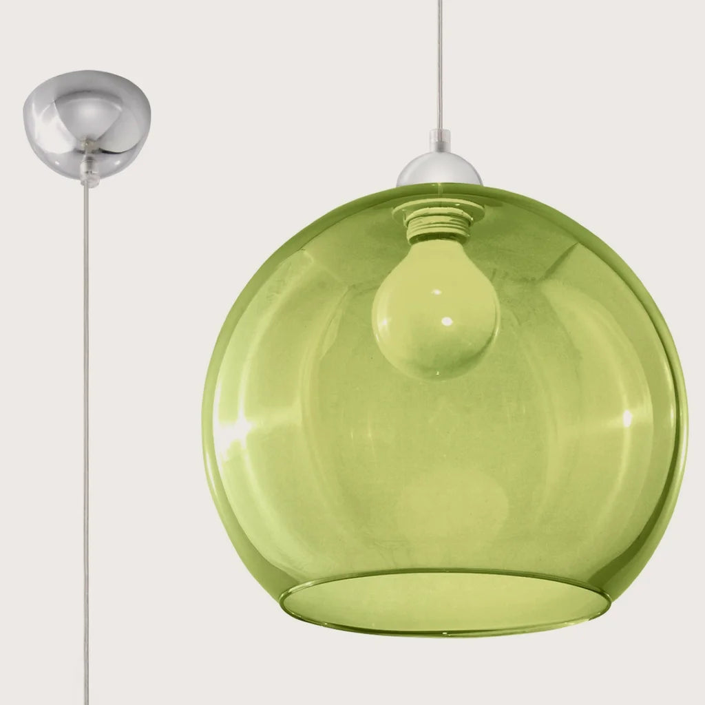 Suspension boule en verre teinté ø 30 cm, coloris vert