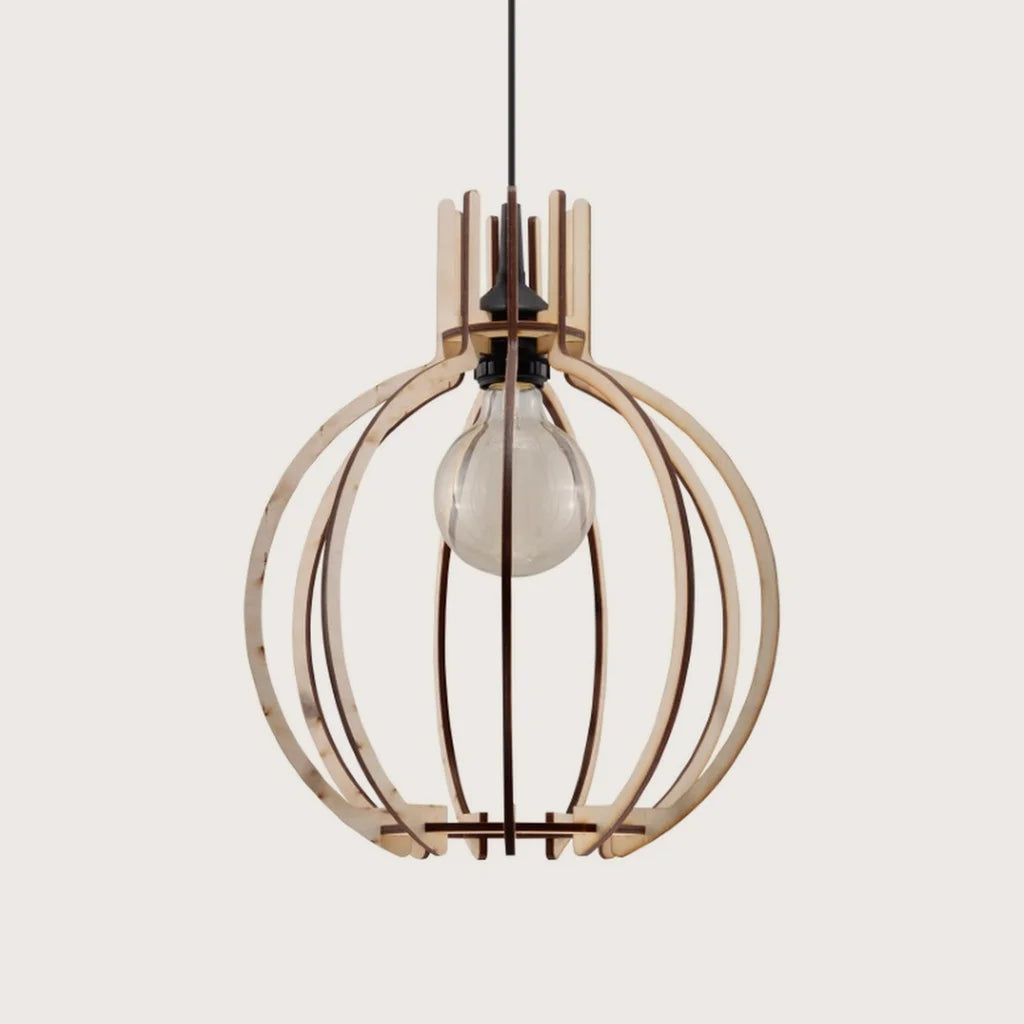 Suspension cage en bois naturel
