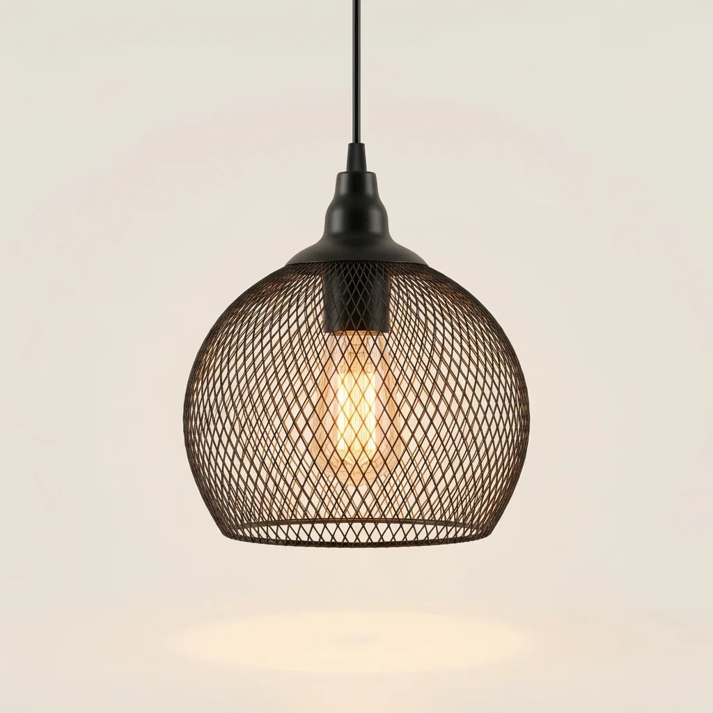 Suspension cage grillagée noire, 1 tête