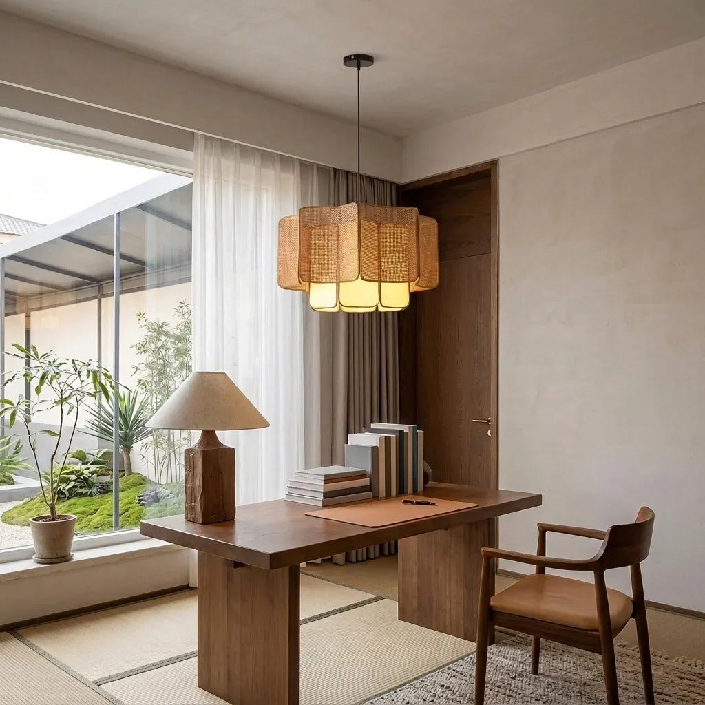 Suspension en cannage dans un bureau calme