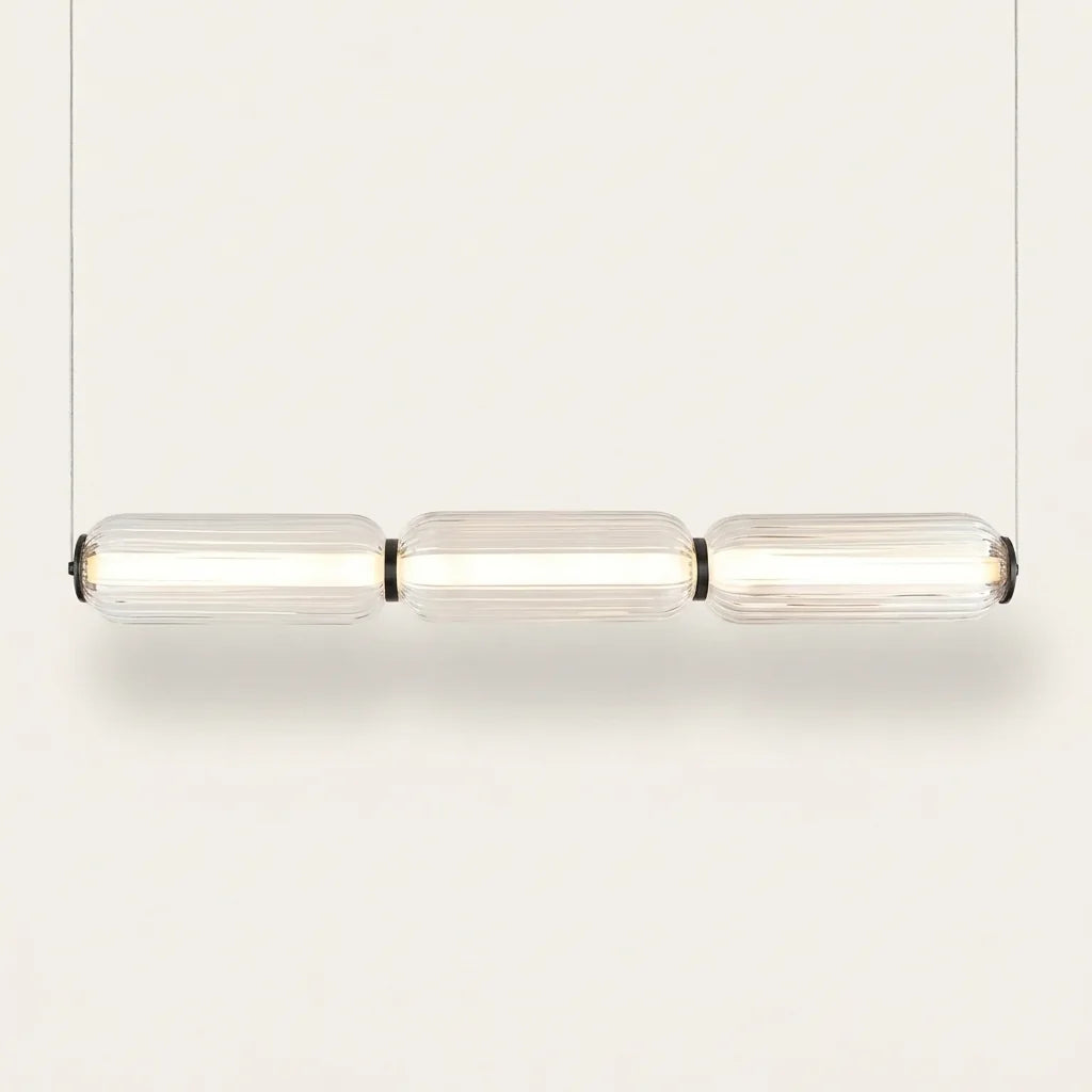 Suspension 3 capsules horizontales de 105 cm, anneaux noirs