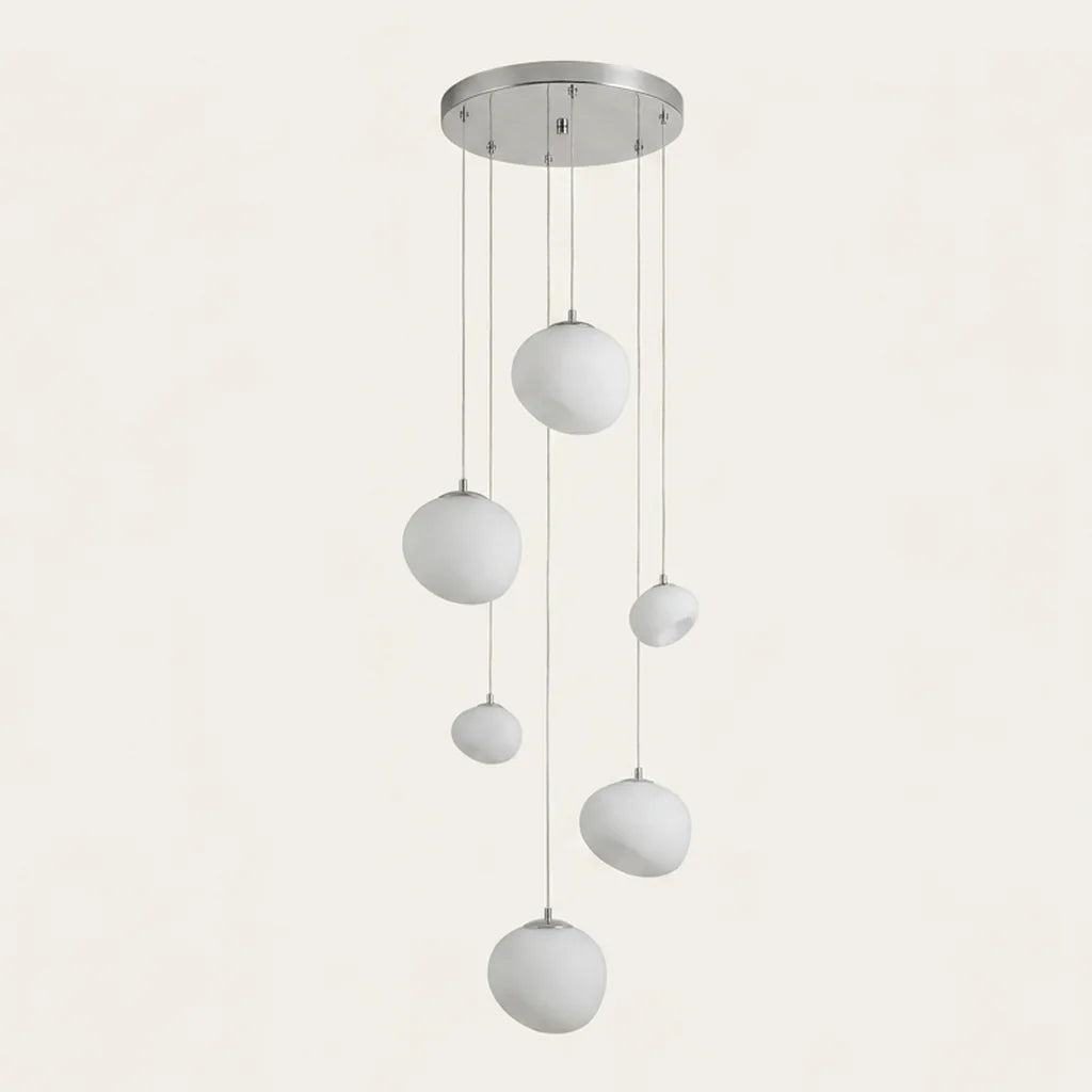 Suspension cascade de 6 galets opalins