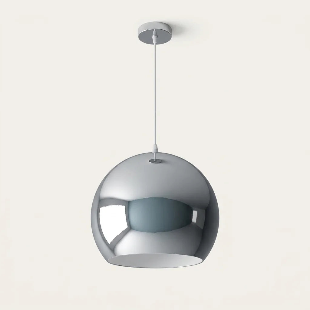 Suspension boule chromée effet miroir, modèle D