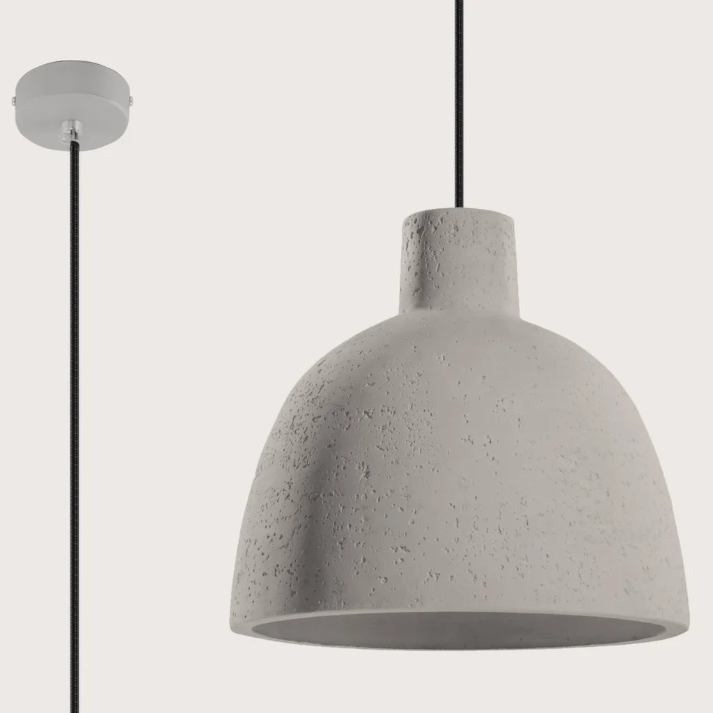 Suspension cloche en béton gris