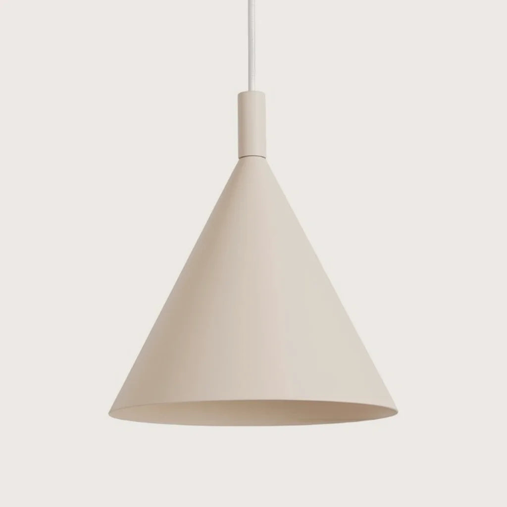 Suspension cône en acier, coloris beige (1 lumière – Ø 25 cm)
