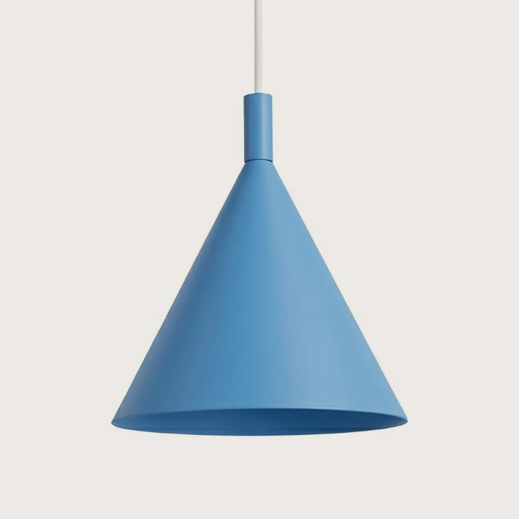 Suspension cône en acier, coloris bleu clair (1 lumière – Ø 25 cm)