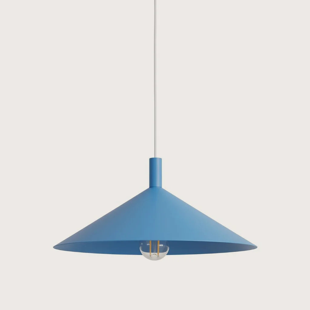 Suspension cône en acier, coloris bleu clair (1 lumière – Ø 40 cm)