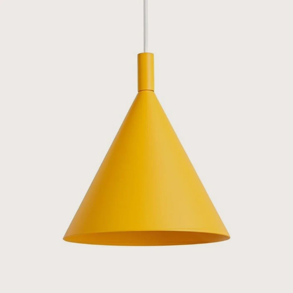 Suspension cône en acier, coloris jaune (1 lumière – Ø 25 cm)