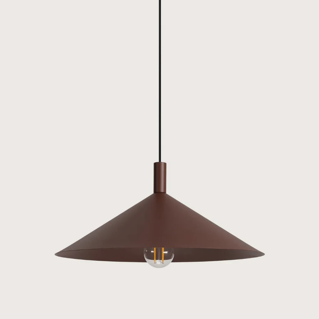 Suspension cône en acier, coloris marron (1 lumière – Ø 40 cm)