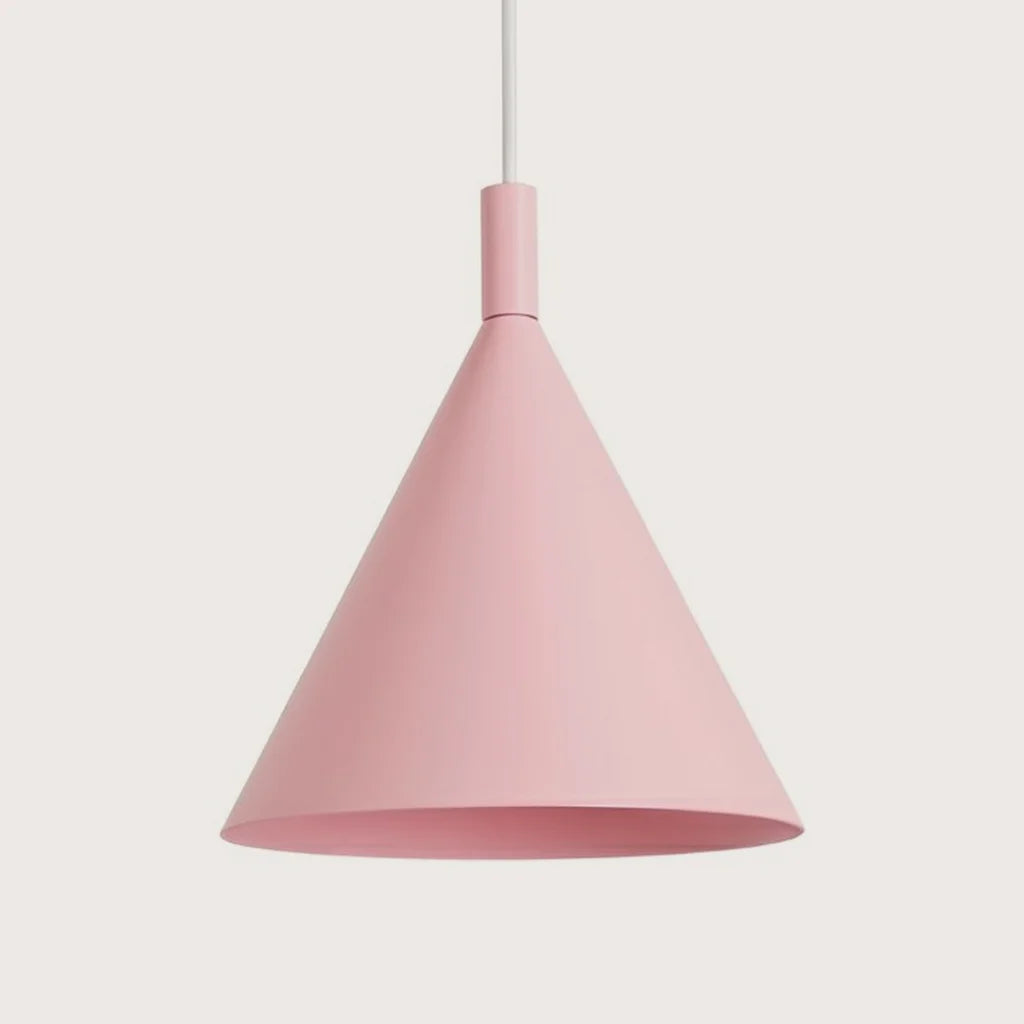 Suspension cône en acier, coloris rose (1 lumière – Ø 25 cm)