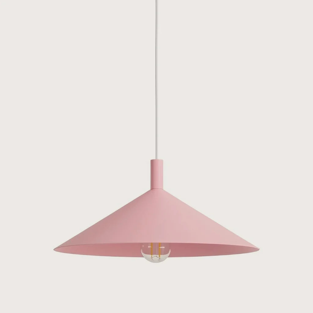 Suspension cône en acier, coloris rose (1 lumière – Ø 40 cm)