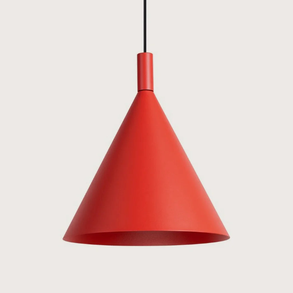 Suspension cône en acier, coloris rouge (1 lumière – Ø 25 cm)