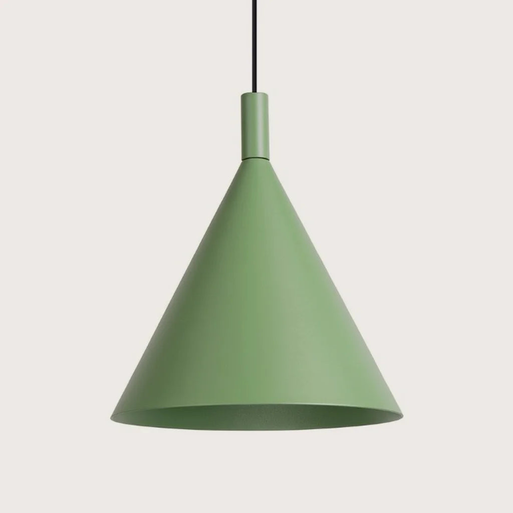 Suspension cône en acier, coloris sauge (1 lumière – Ø 25 cm)
