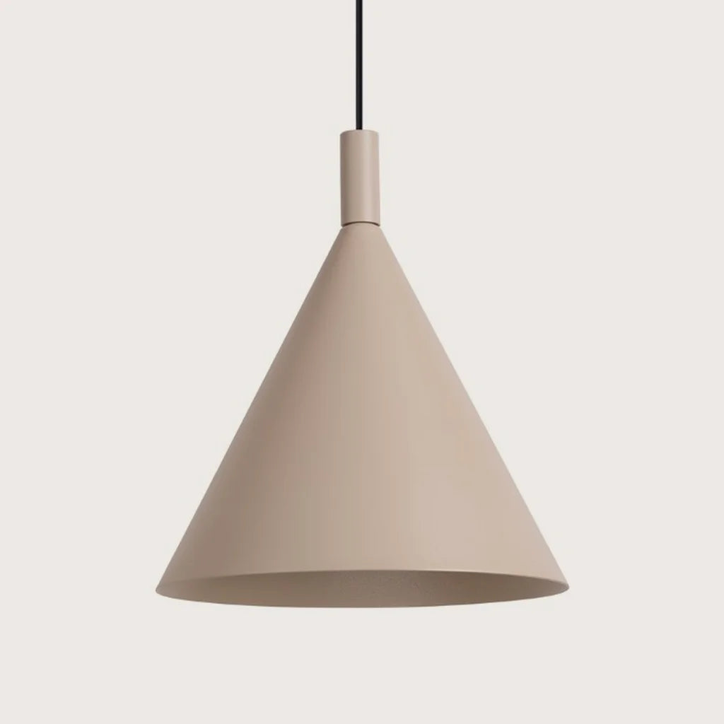 Suspension cône en acier, coloris taupe (1 lumière – Ø 25 cm)