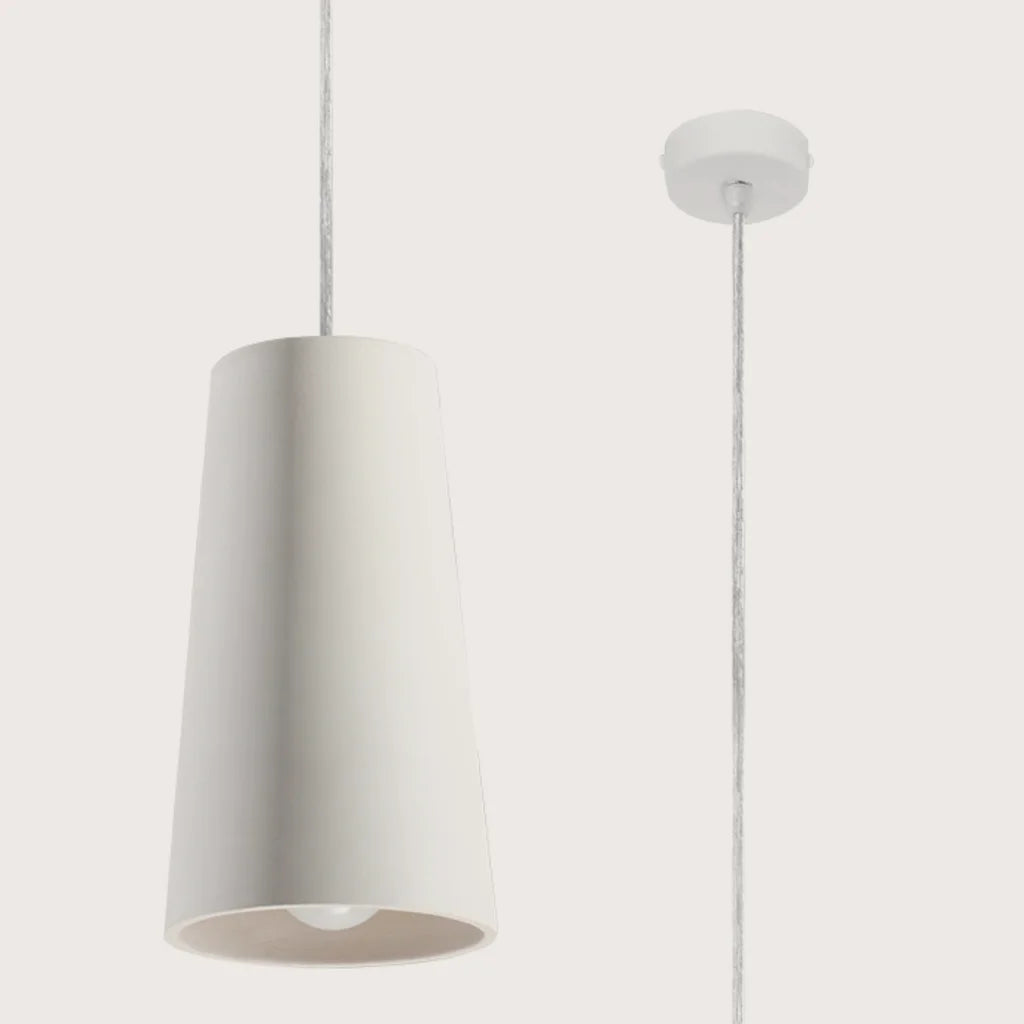 Suspension cône évasé en céramique blanche