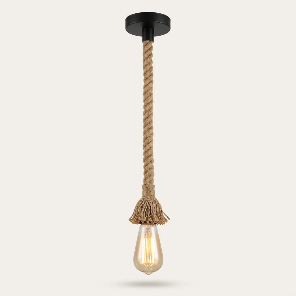 Suspension en corde de chanvre 1 tête avec ampoule Edison