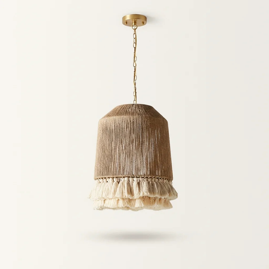 Suspension cloche en corde à franges, modèle C