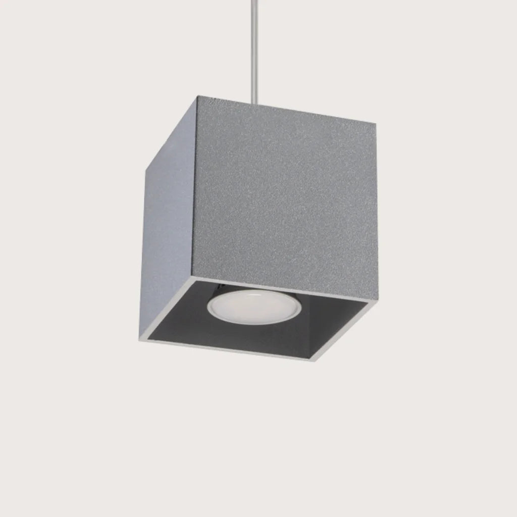 Suspension cube minimaliste en aluminium, coloris gris