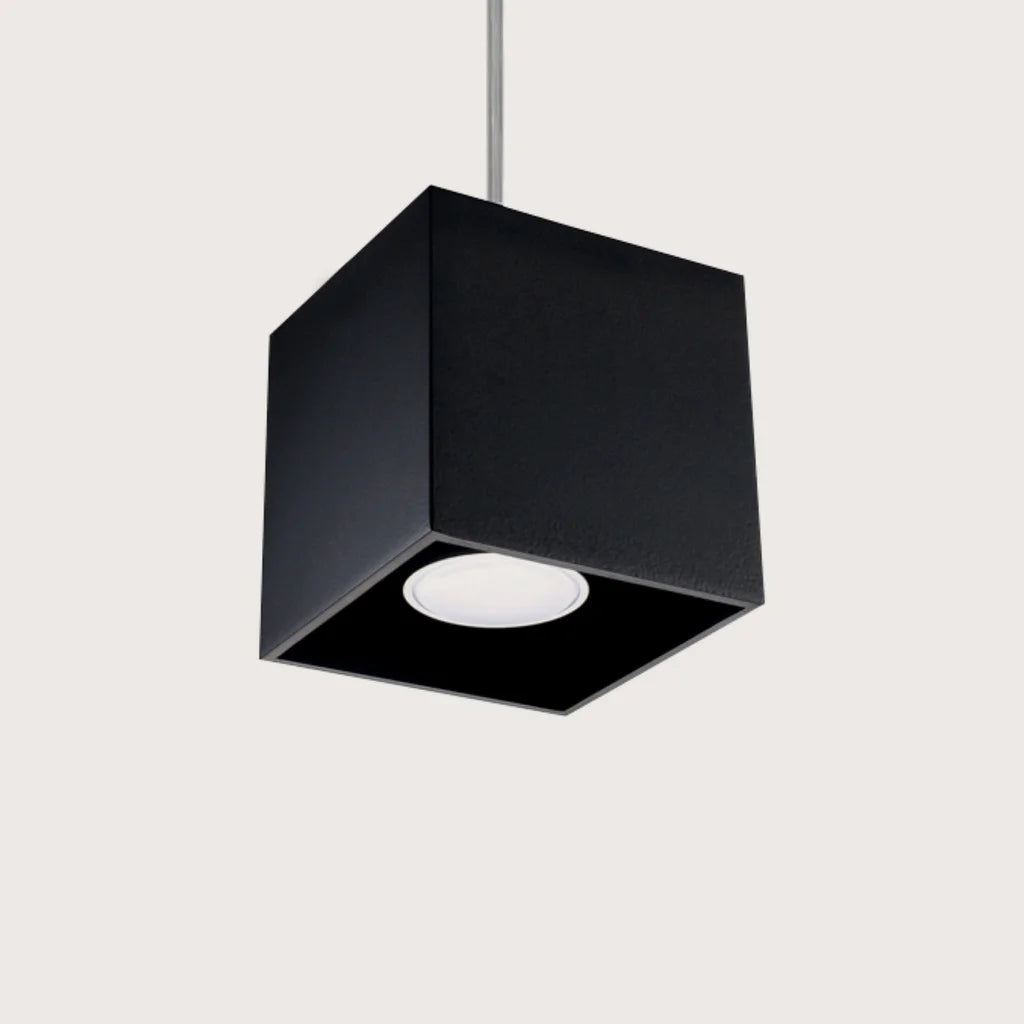 Suspension cube minimaliste en aluminium, coloris noir