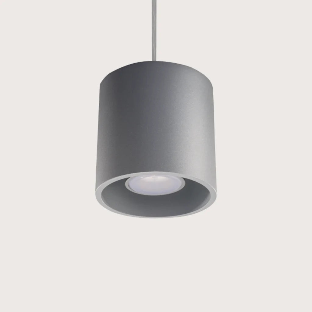 Suspension cylindre minimaliste en aluminium, coloris gris
