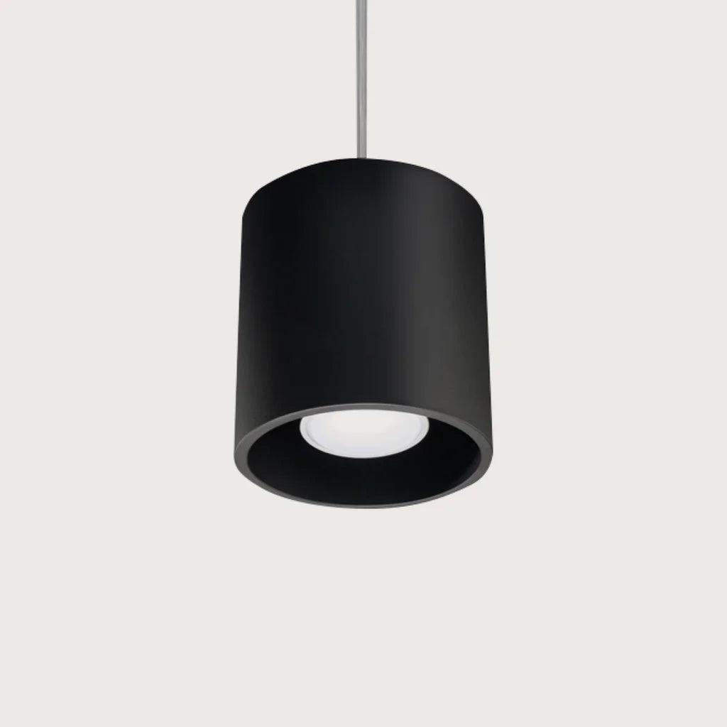 Suspension cylindre minimaliste en aluminium, coloris noir