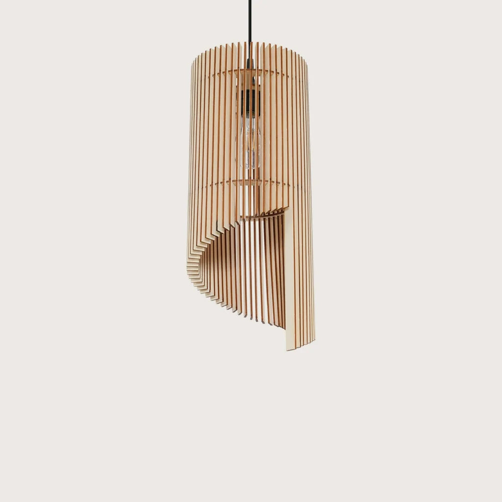 Suspension cylindre en lamelles de bois