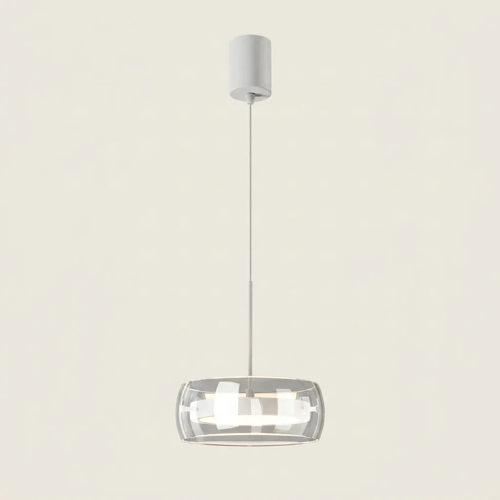 Suspension LED une tête à globe de verre, blanche