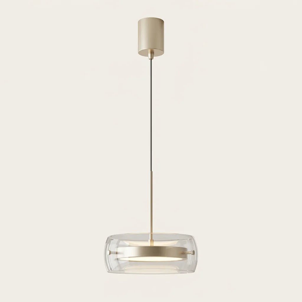 Suspension LED une tête à globe de verre, crème