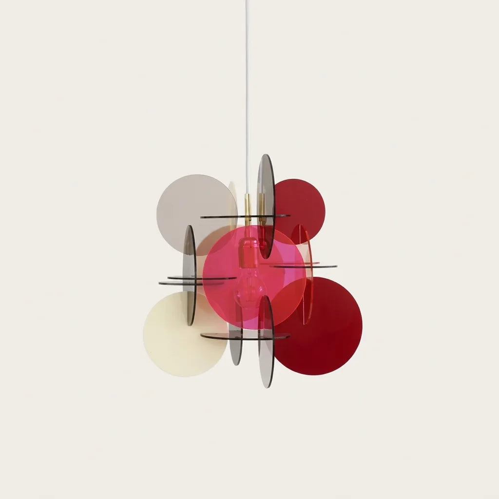 Suspension disques acryliques rose et bordeaux, modèle B