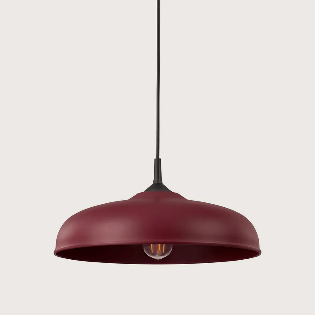 Suspension dôme évasé en acier ø 38 cm, coloris bordeaux