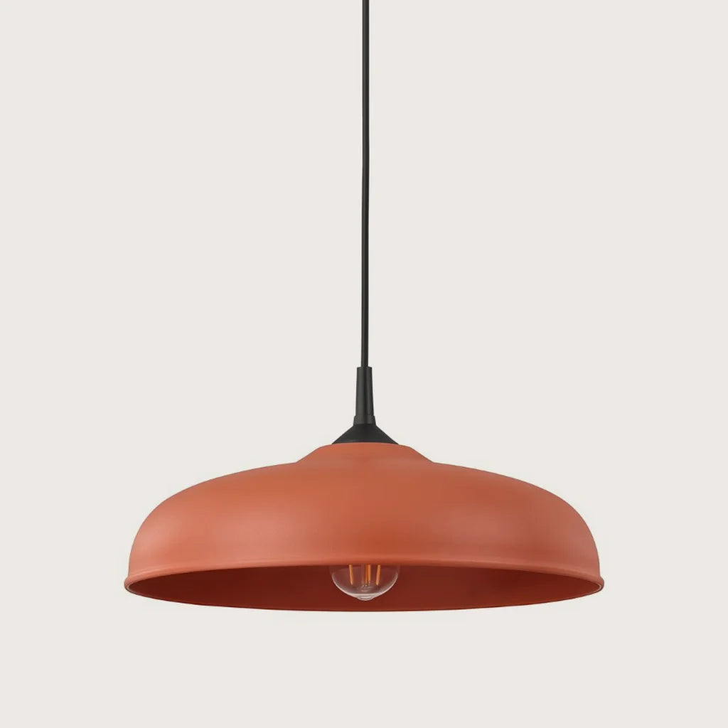 Suspension dôme évasé en acier ø 38 cm, coloris ocre rouge