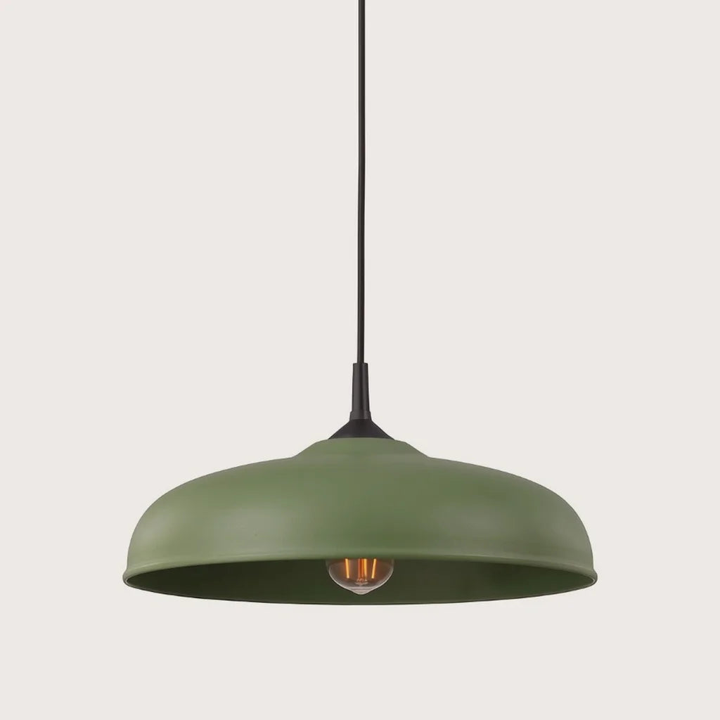Suspension dôme évasé en acier ø 38 cm, coloris vert olive