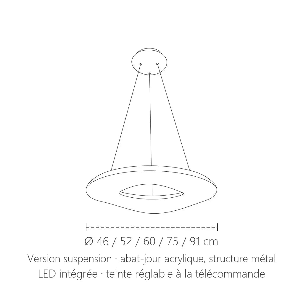Dimensions de la suspension donut : Ø 46 à 91 cm
