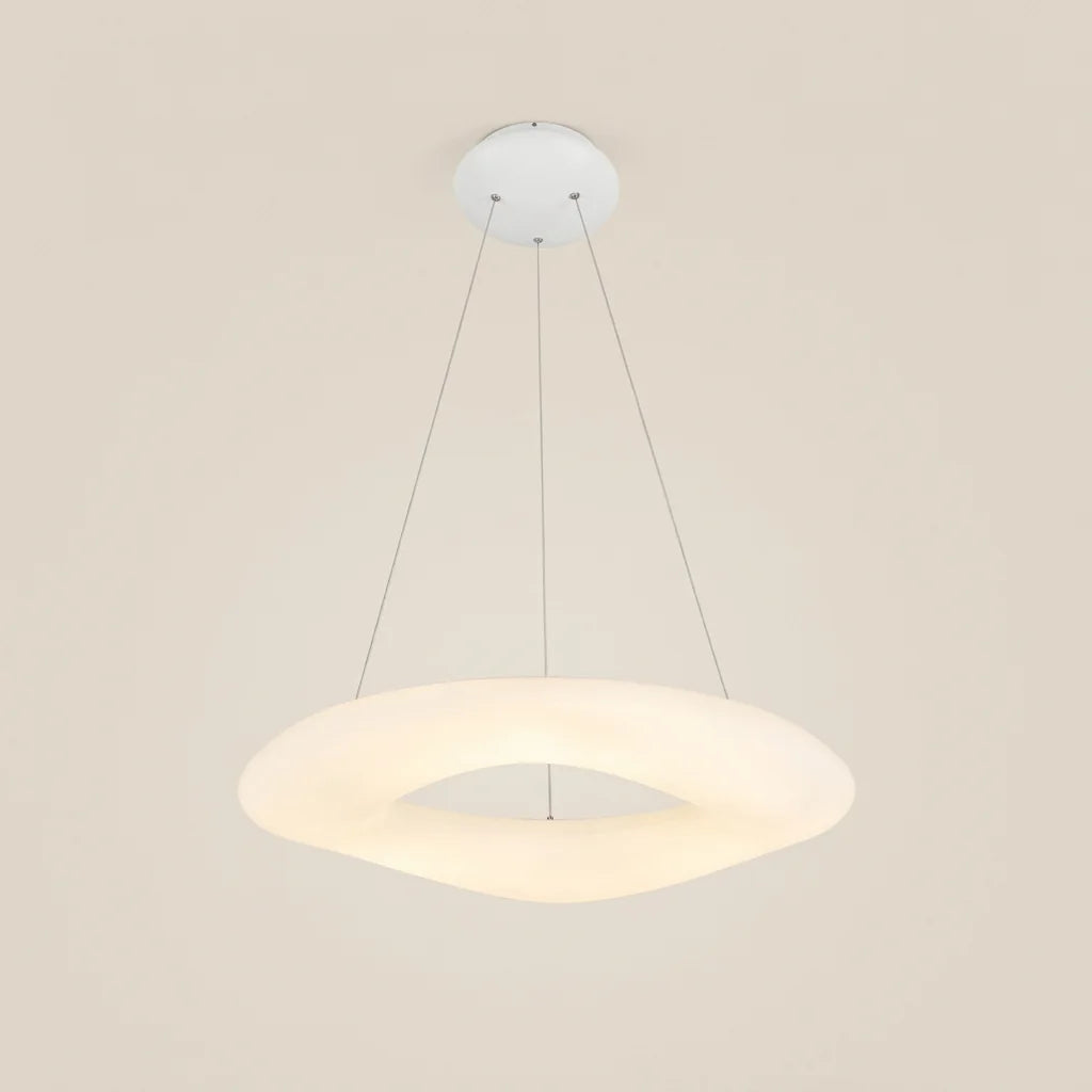 Suspension donut LED en acrylique blanc, lumière chaude