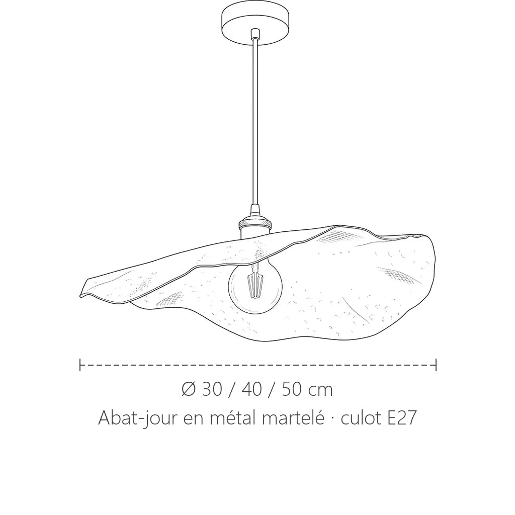 Dimensions de la suspension feuille de lotus : Ø 30, 40 ou 50 cm