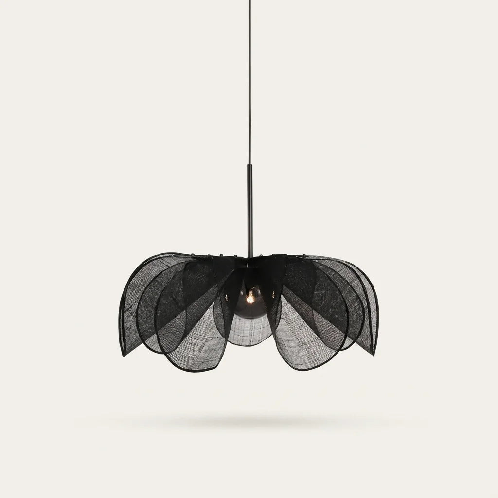 Suspension fleur en lin noir