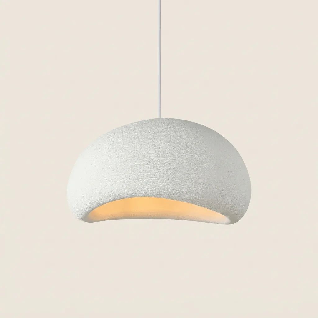 Suspension galet wabi-sabi blanche forme B arrondie