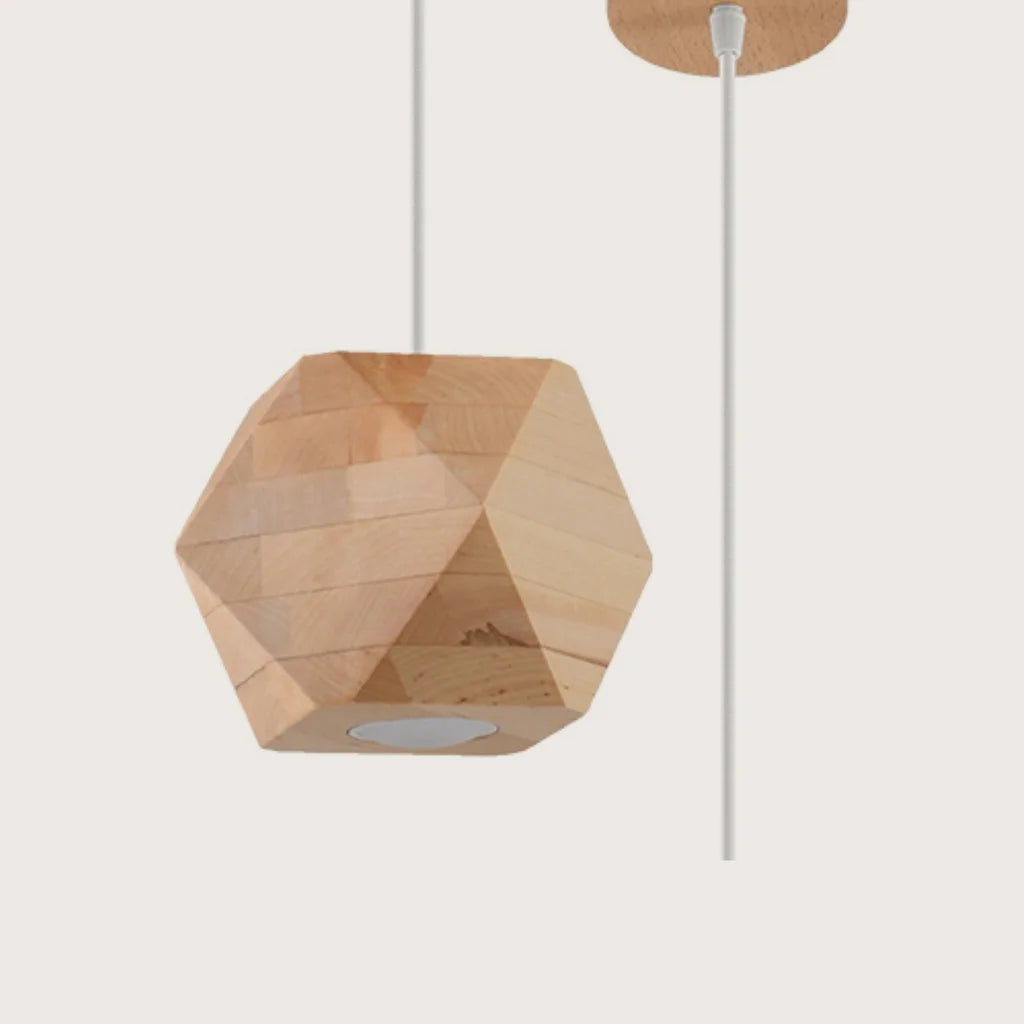 Suspension géométrique en bois naturel